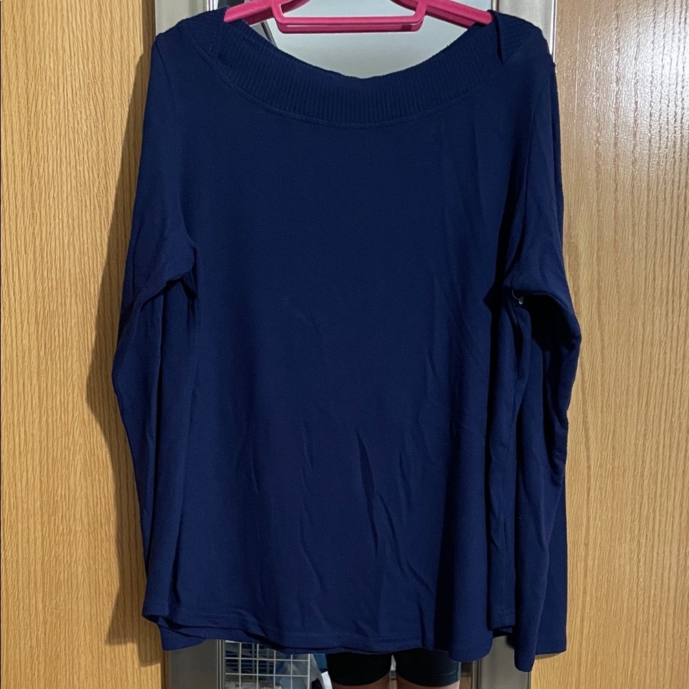 St John’s Bay size XL long sleeve boat neck knit Navy Blue Women's Top